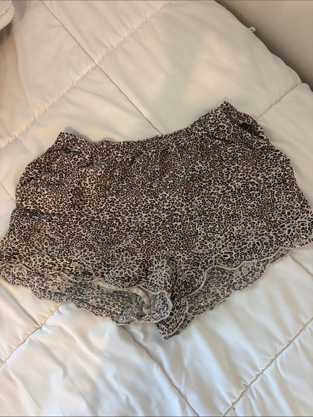 American Eagle Outfitters Leopard Print Ruffle Shorts - Brown, Black, Cream